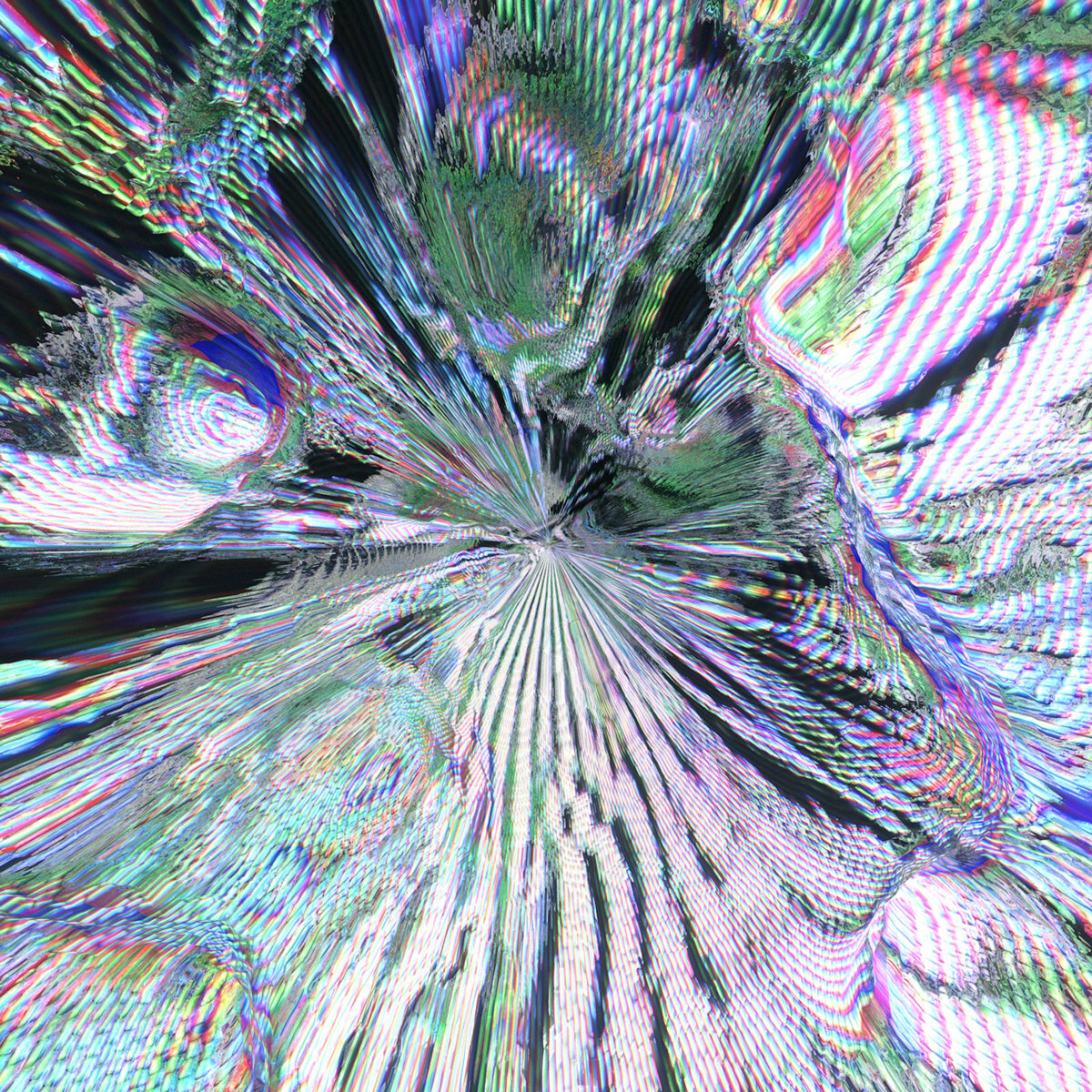 Distorted effect, as if screen error feedback is being pulled into a portal.