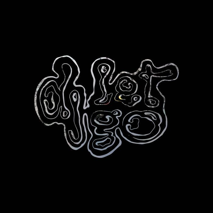 Black background with oily, abstract text which reads 'dj let go'.